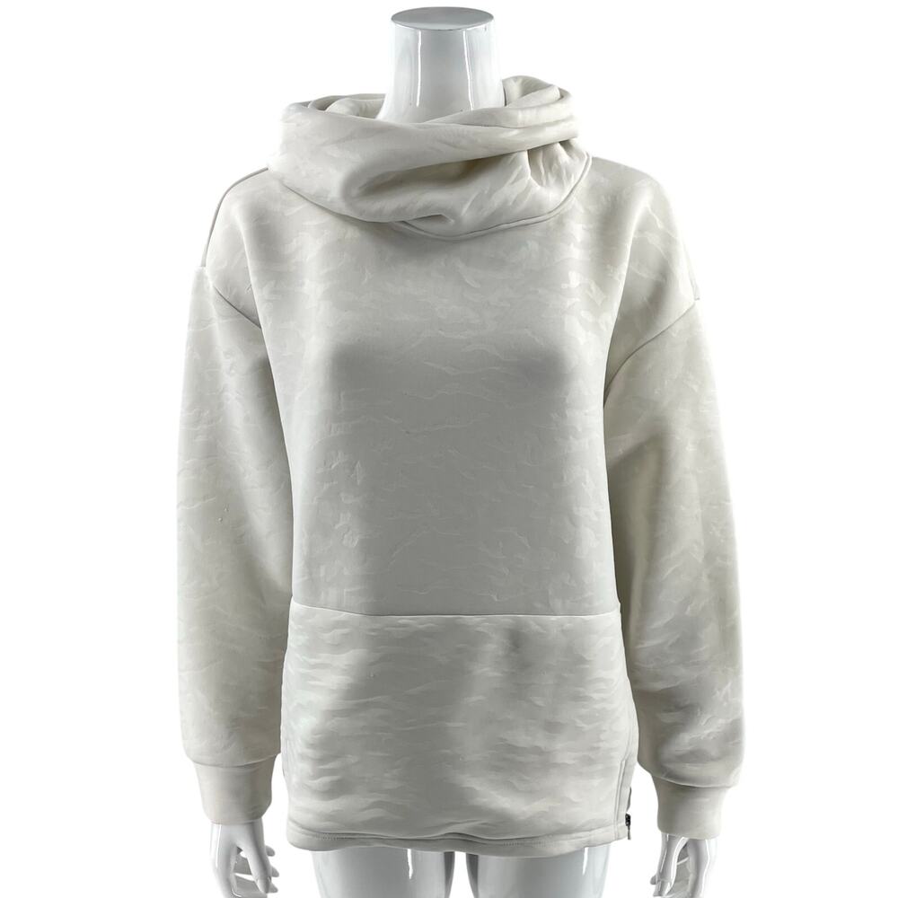 Fabletics Womens Lotta Cocoon Hoodie Sweatshirt Cowl Neck Ice Camo White Size M